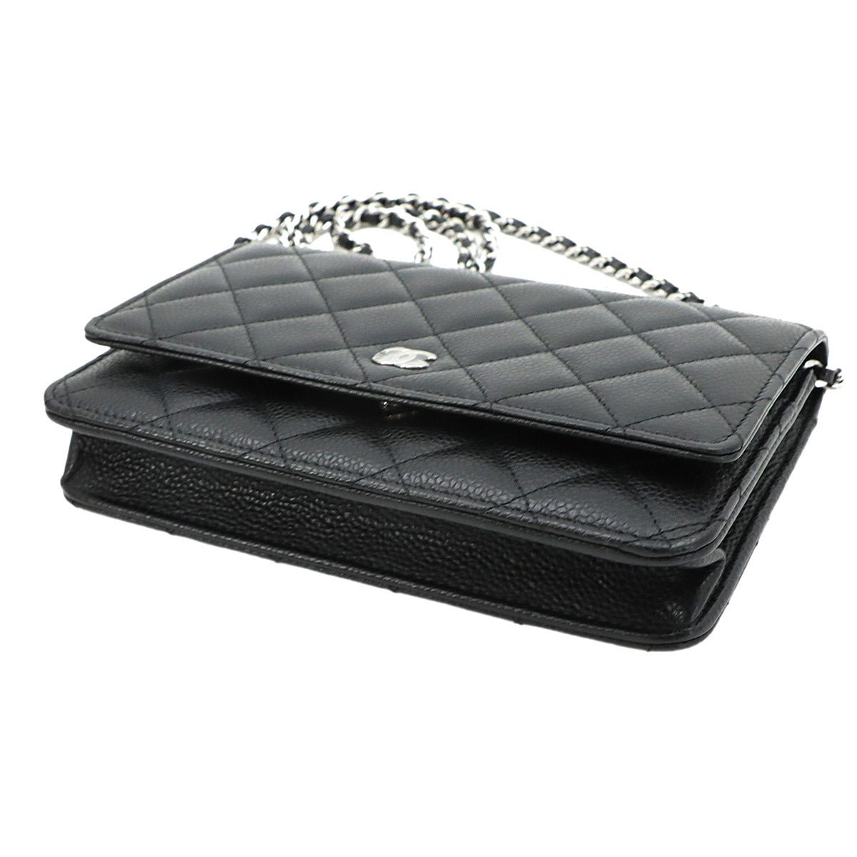 Matelasse Classic Chain Wallet Leather Black AP0250
