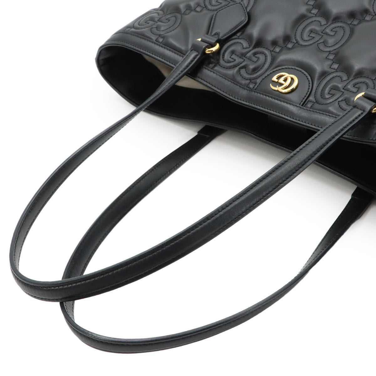 GG Matelasse Medium Tote Bag Leather Black 631685 Purse