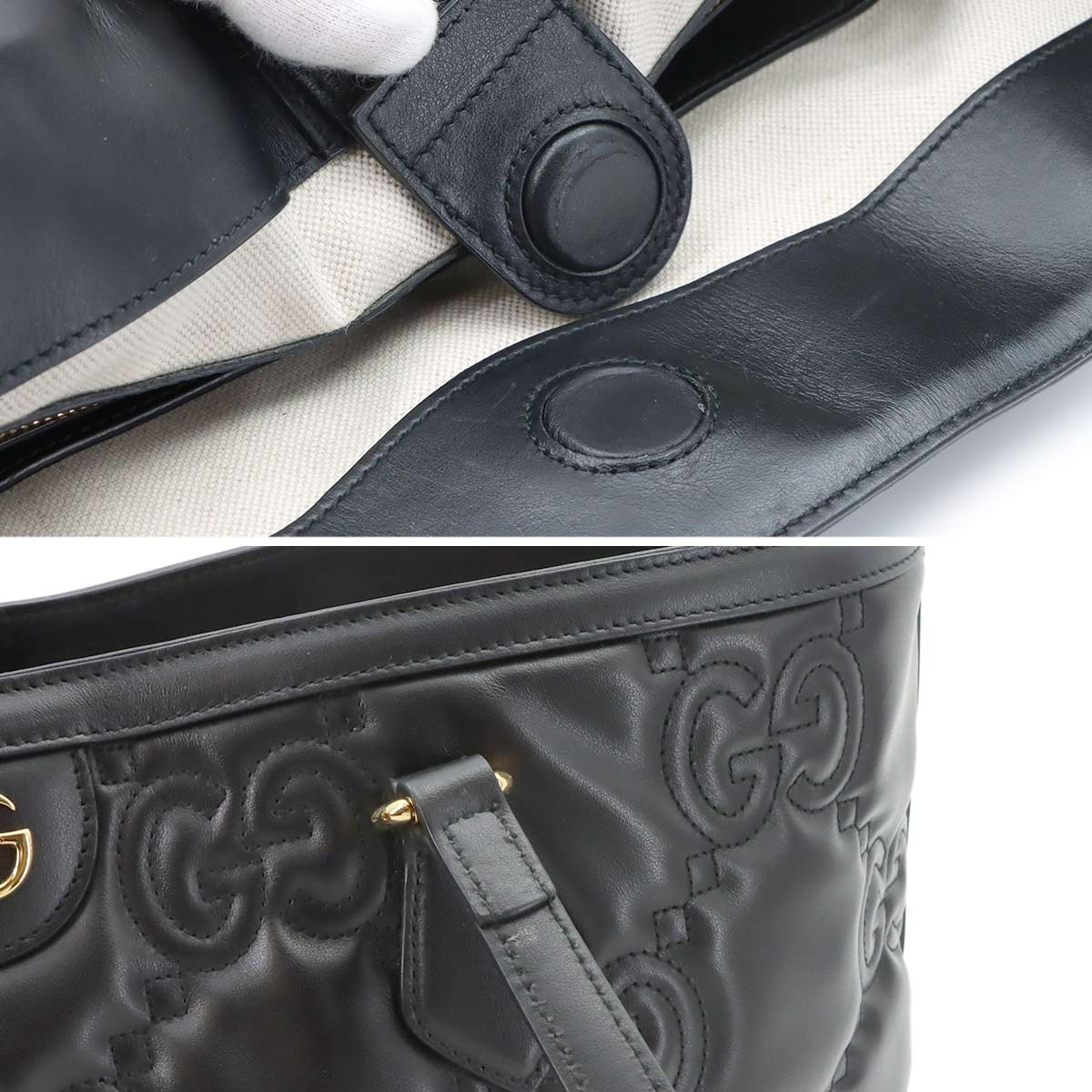GG Matelasse Medium Tote Bag Leather Black 631685 Purse