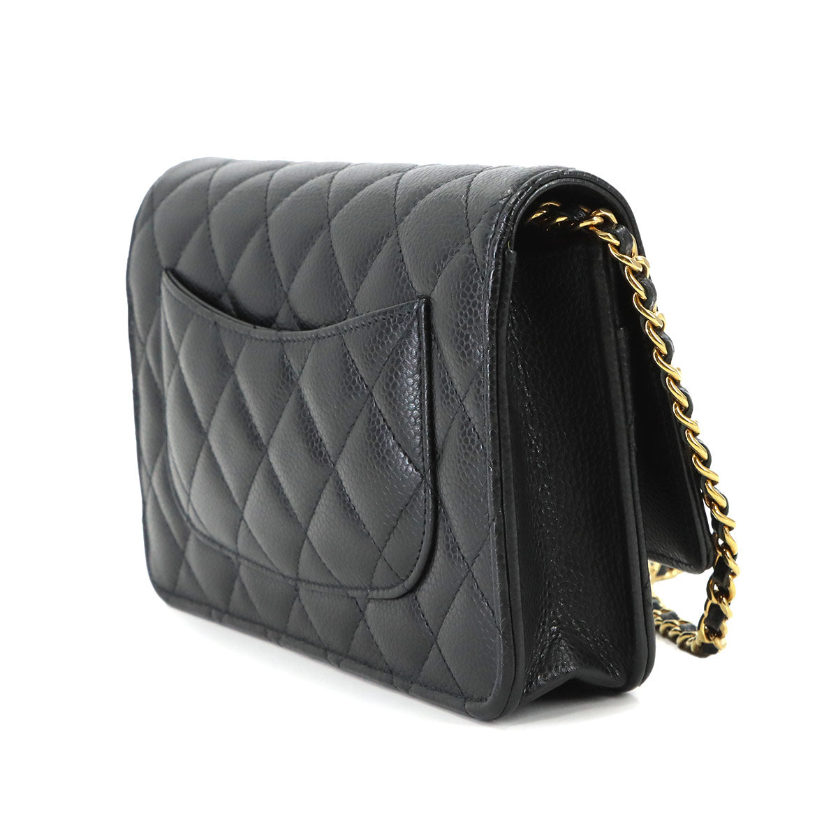 Matelasse Classic Chain Wallet Leather Black AP0250