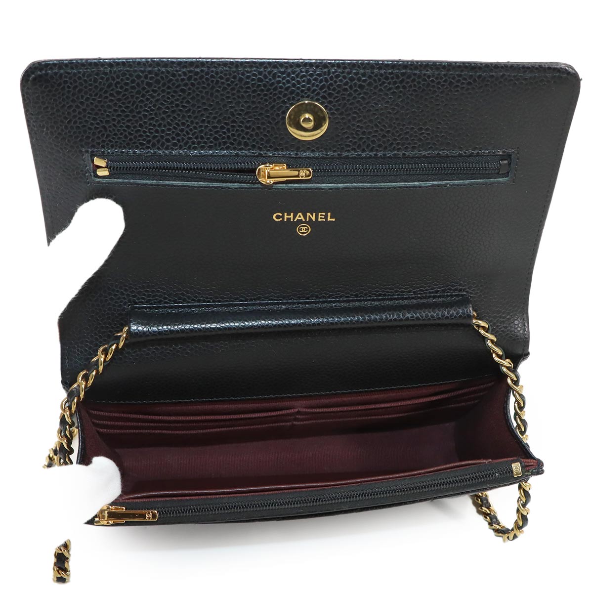 Matelasse Classic Chain Wallet Leather Black AP0250