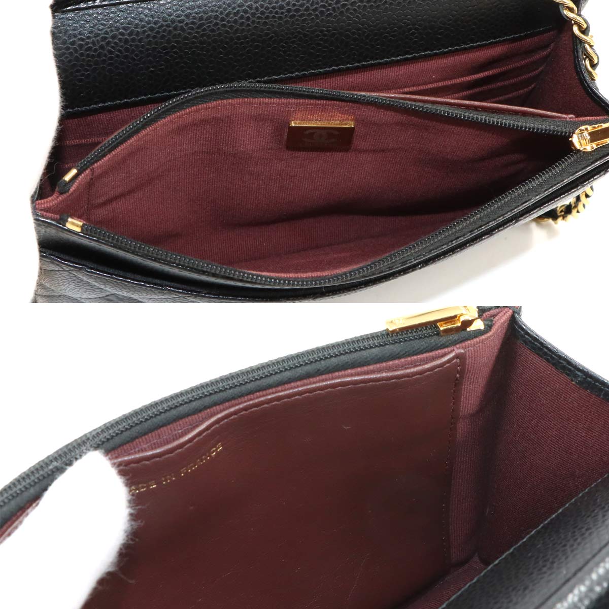 Matelasse Classic Chain Wallet Leather Black AP0250