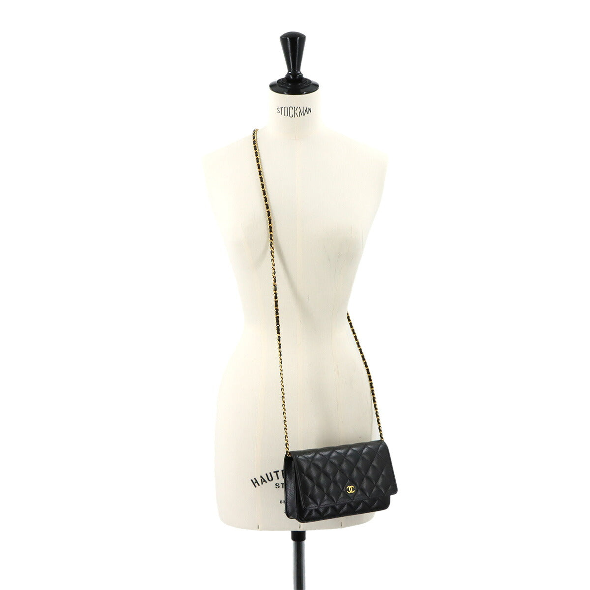 Matelasse Classic Chain Wallet Leather Black AP0250