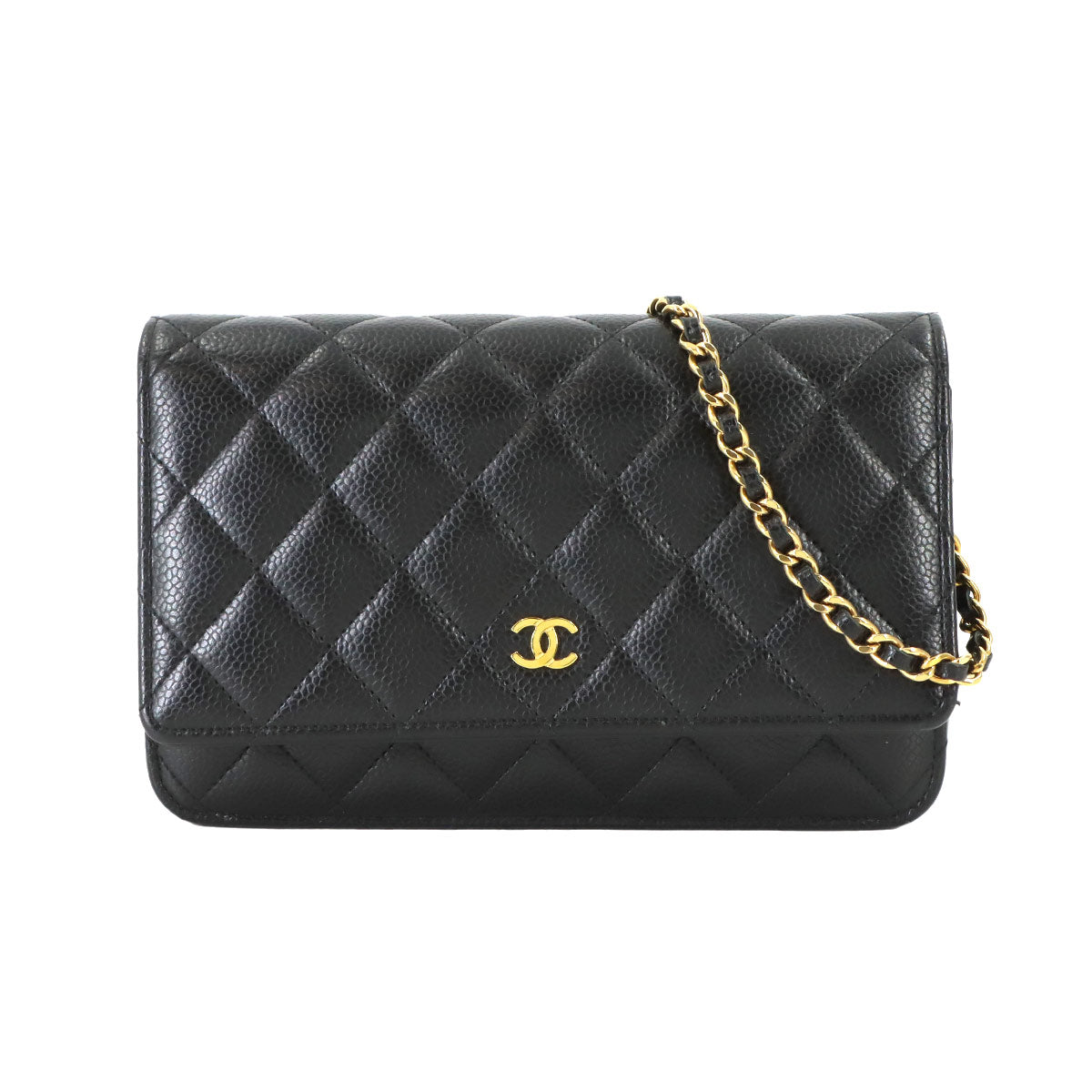 Matelasse Classic Chain Wallet Leather Black AP0250