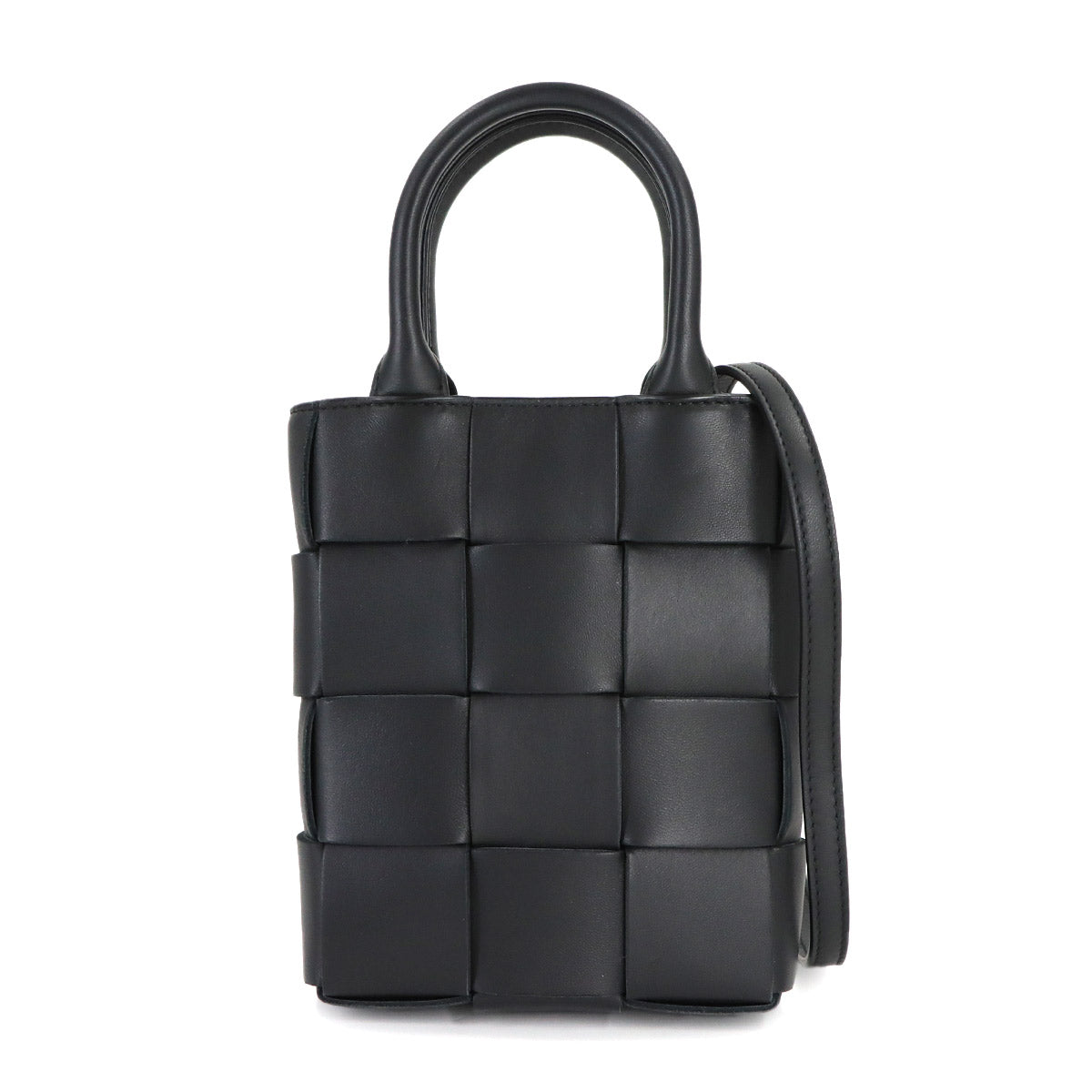 Intrecciato Mini Cassette Hand Shoulder Bag Black 747755
