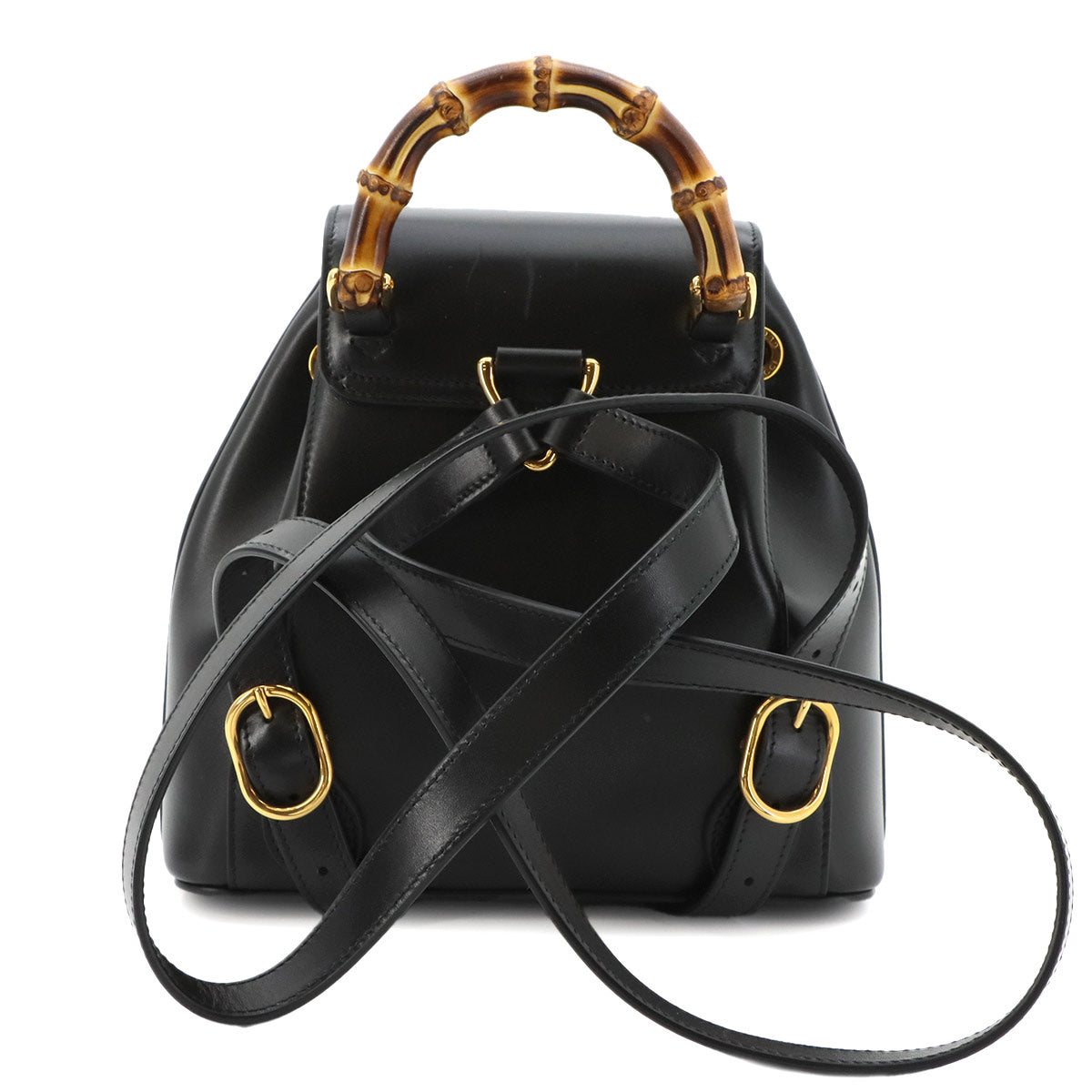 Bamboo Backpack Leather Black 702101 Purse