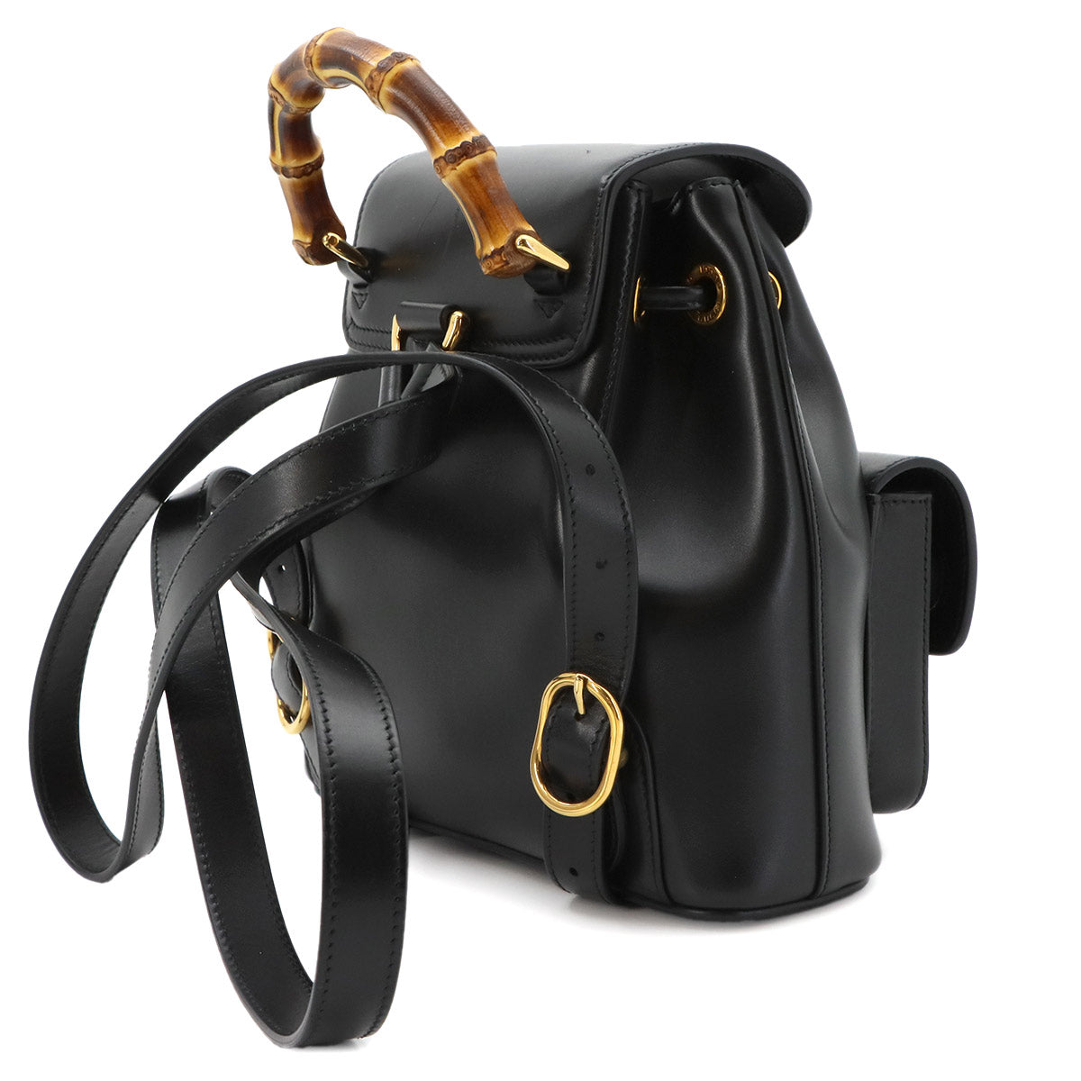 Bamboo Backpack Leather Black 702101 Purse