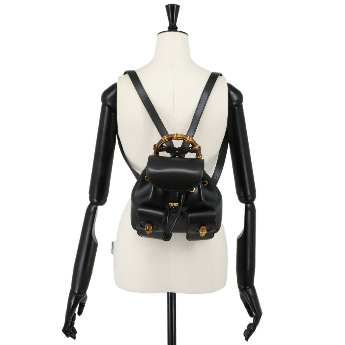 Bamboo Backpack Leather Black 702101 Purse