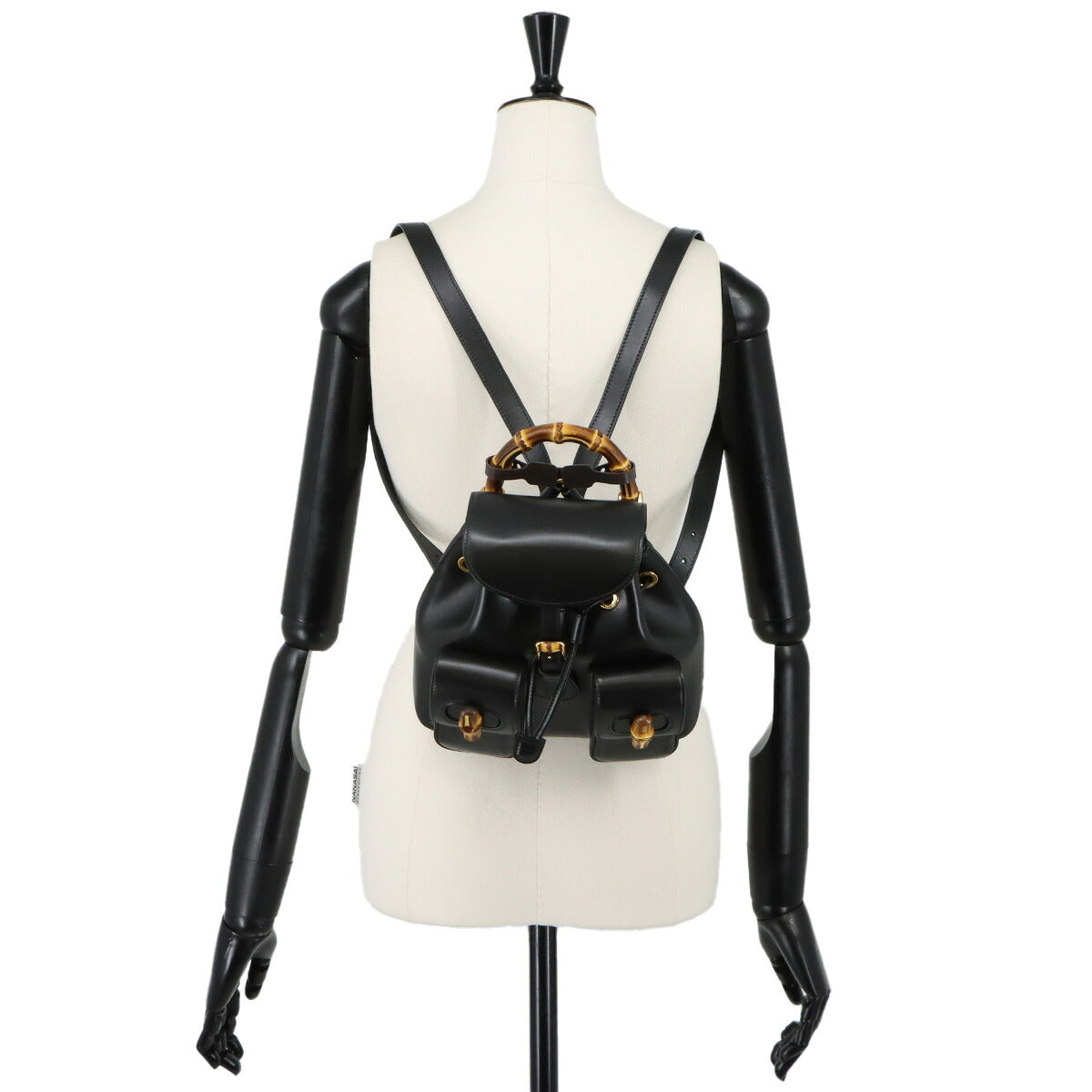 Bamboo Backpack Leather Black 702101 Purse