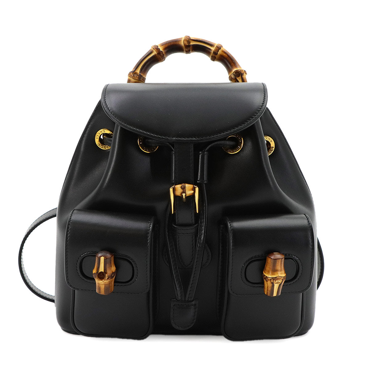 Bamboo Backpack Leather Black 702101 Purse