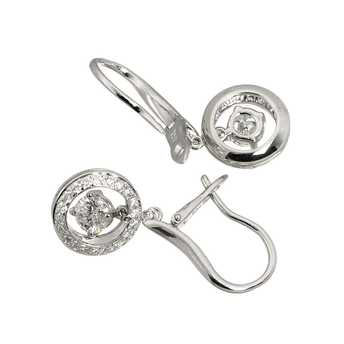 Diamond 0.34ct/0.34ct Earrings Pierced 18K K18 WG 750