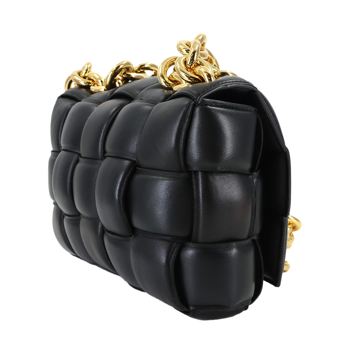Intrecciato Chain Cassette Hand Shoulder Bag Black