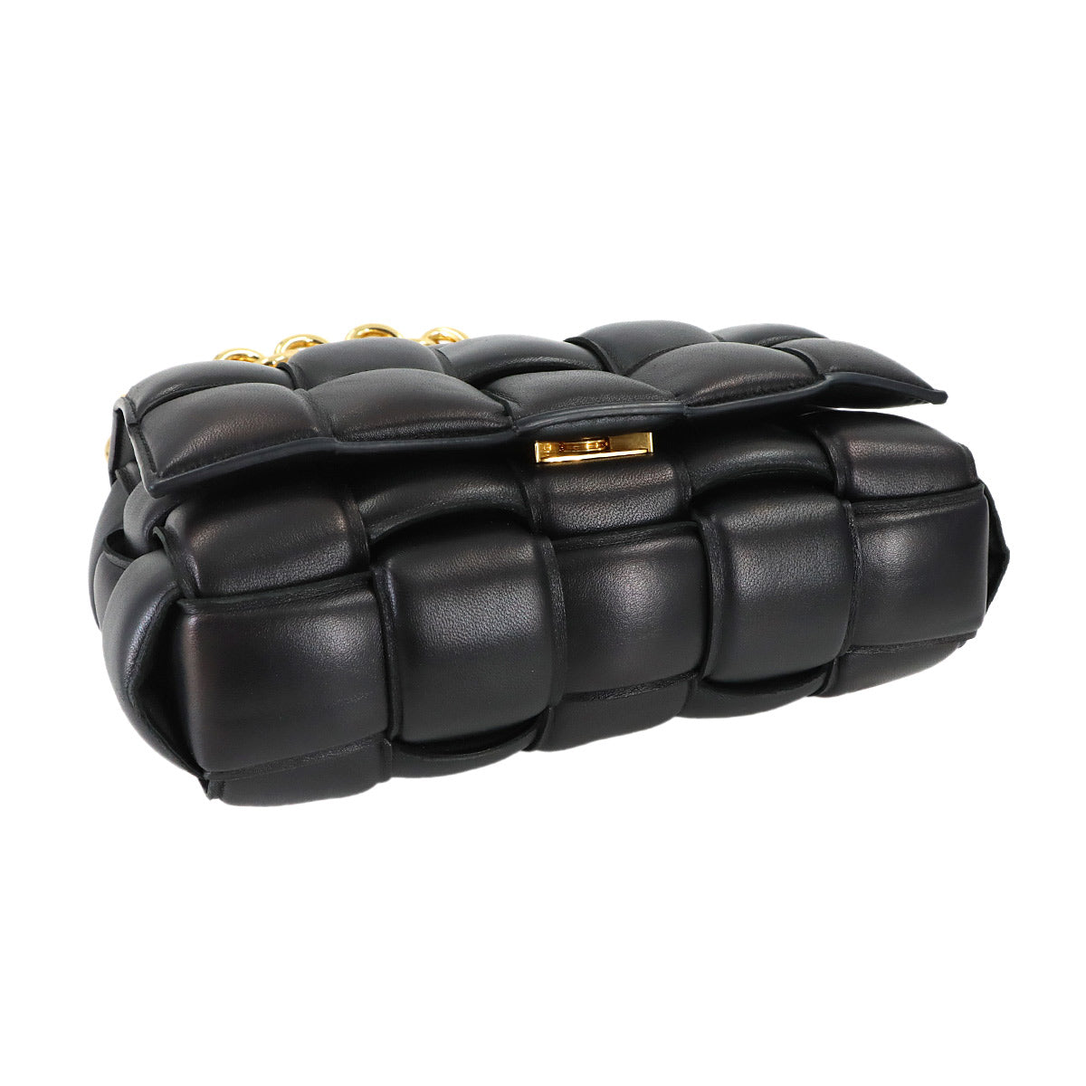 Intrecciato Chain Cassette Hand Shoulder Bag Black