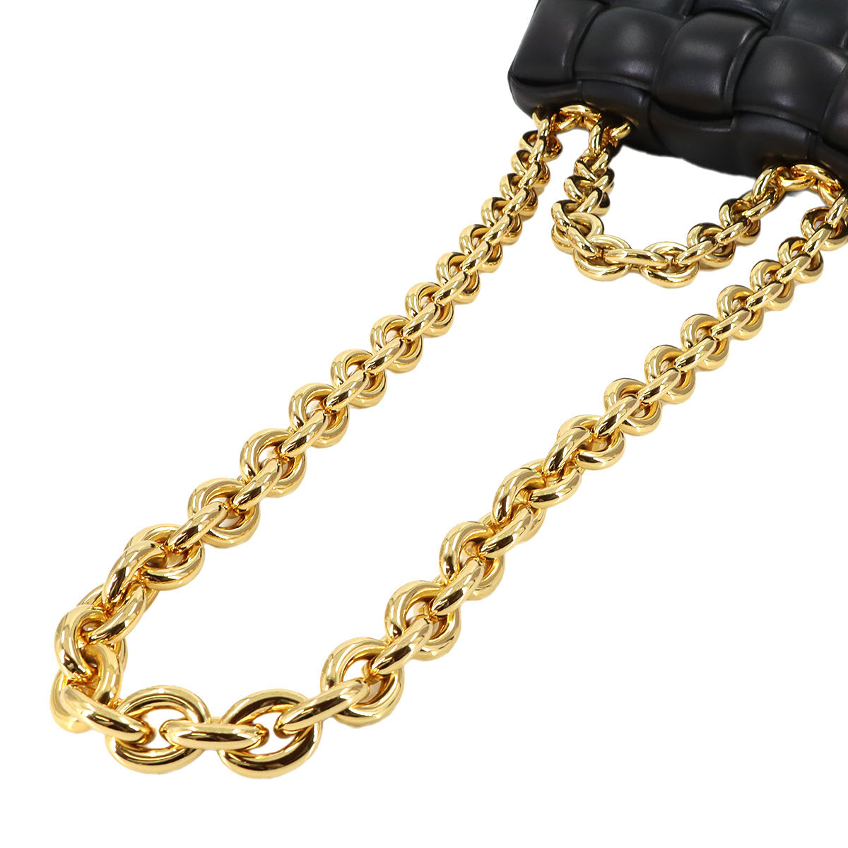 Intrecciato Chain Cassette Hand Shoulder Bag Black