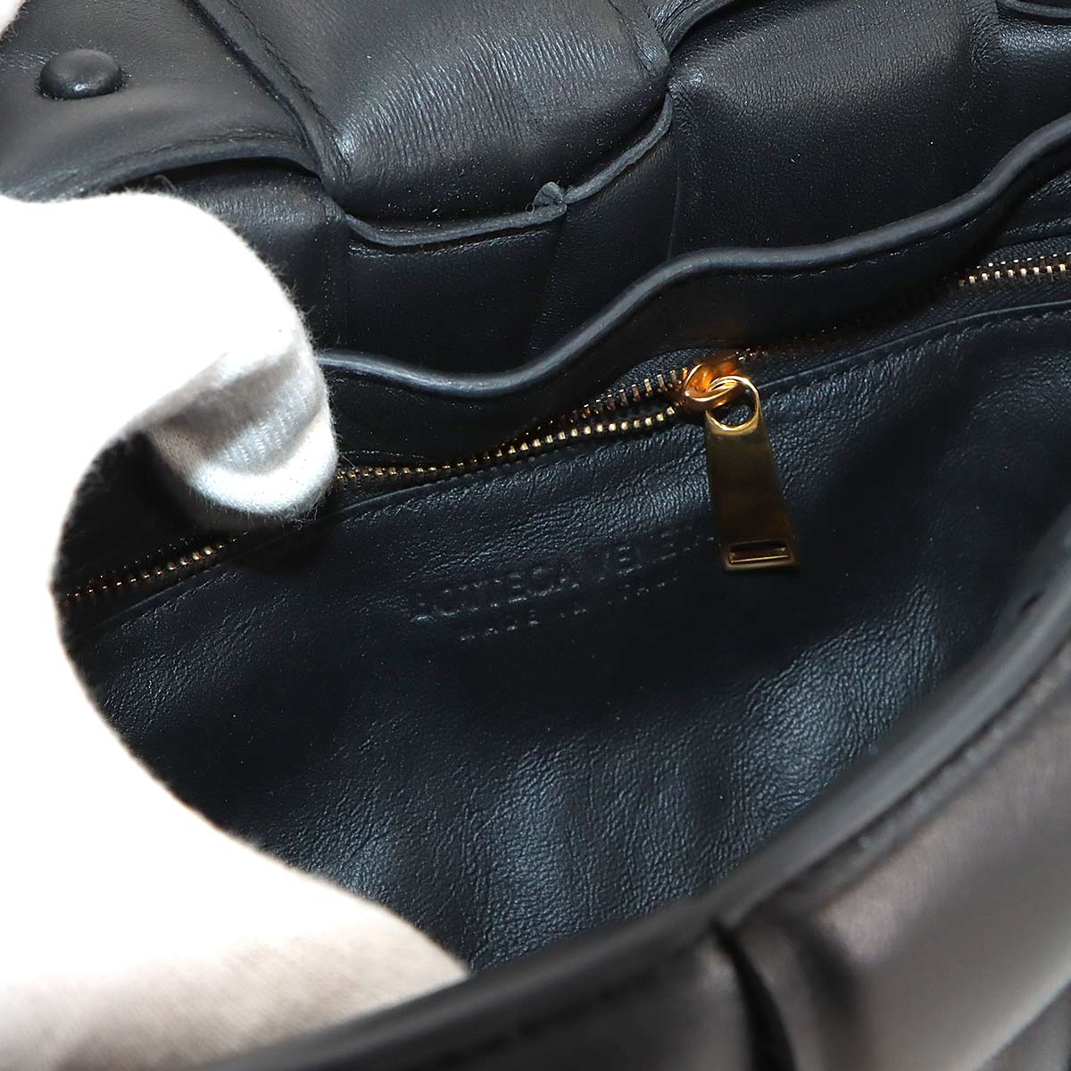 Intrecciato Chain Cassette Hand Shoulder Bag Black