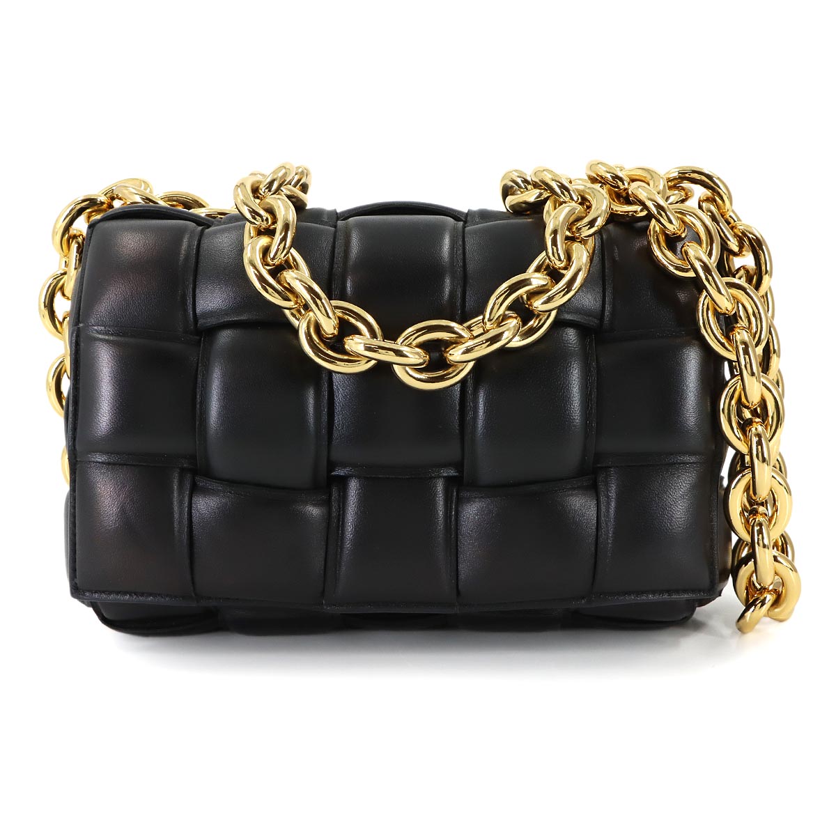 Intrecciato Chain Cassette Hand Shoulder Bag Black