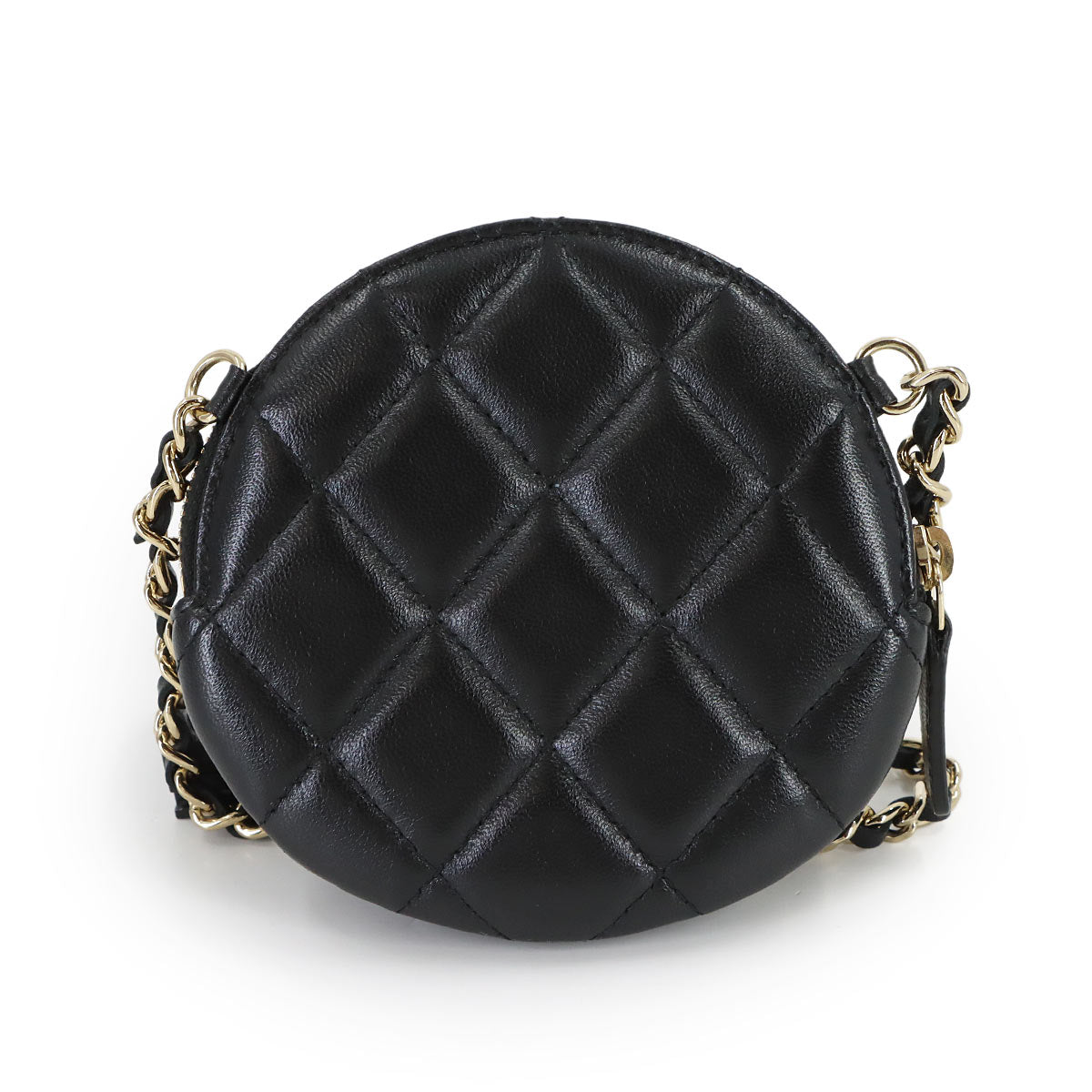 Matelasse Camellia Chain Clutch Coin Case Leather Black AP2121