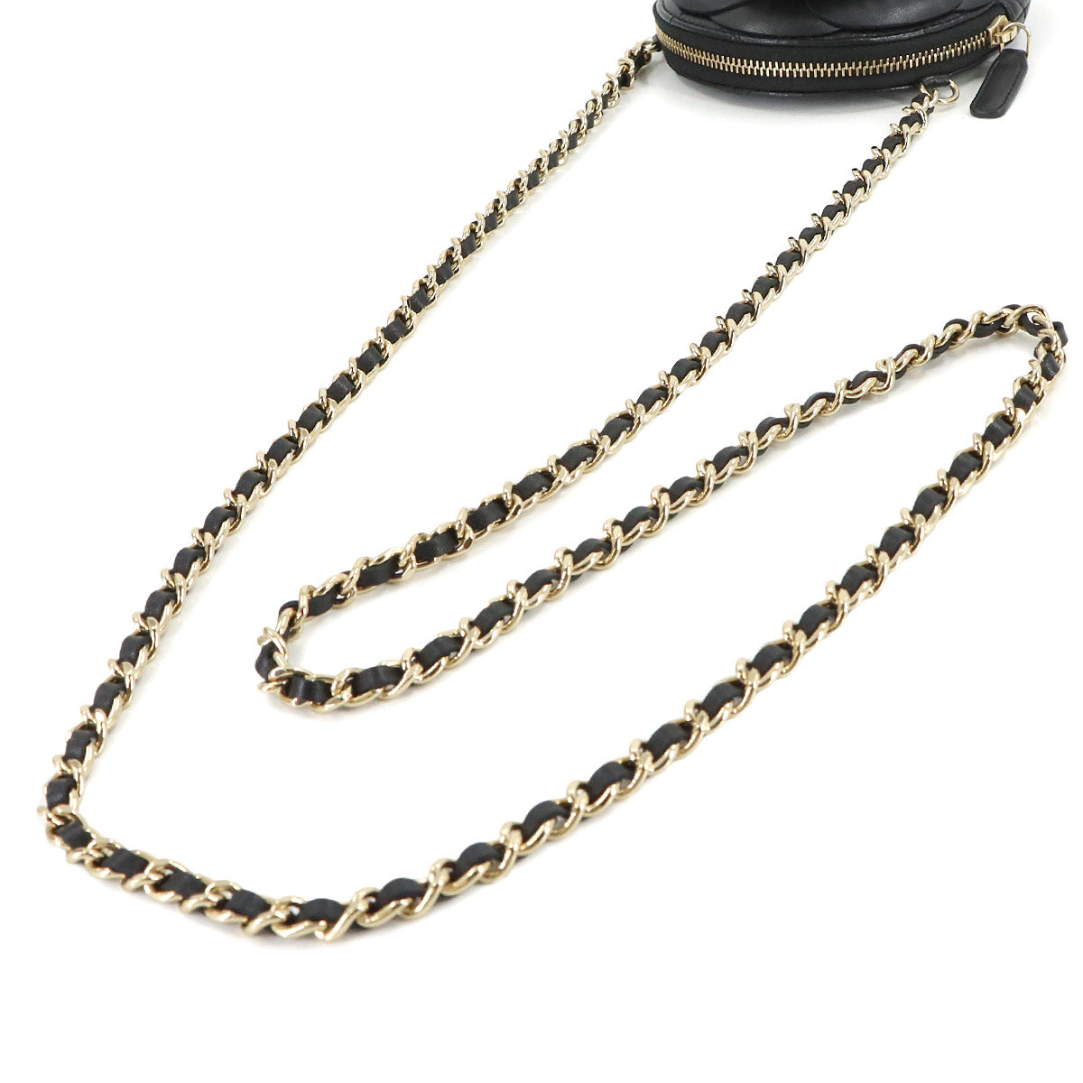 Matelasse Camellia Chain Clutch Coin Case Leather Black AP2121
