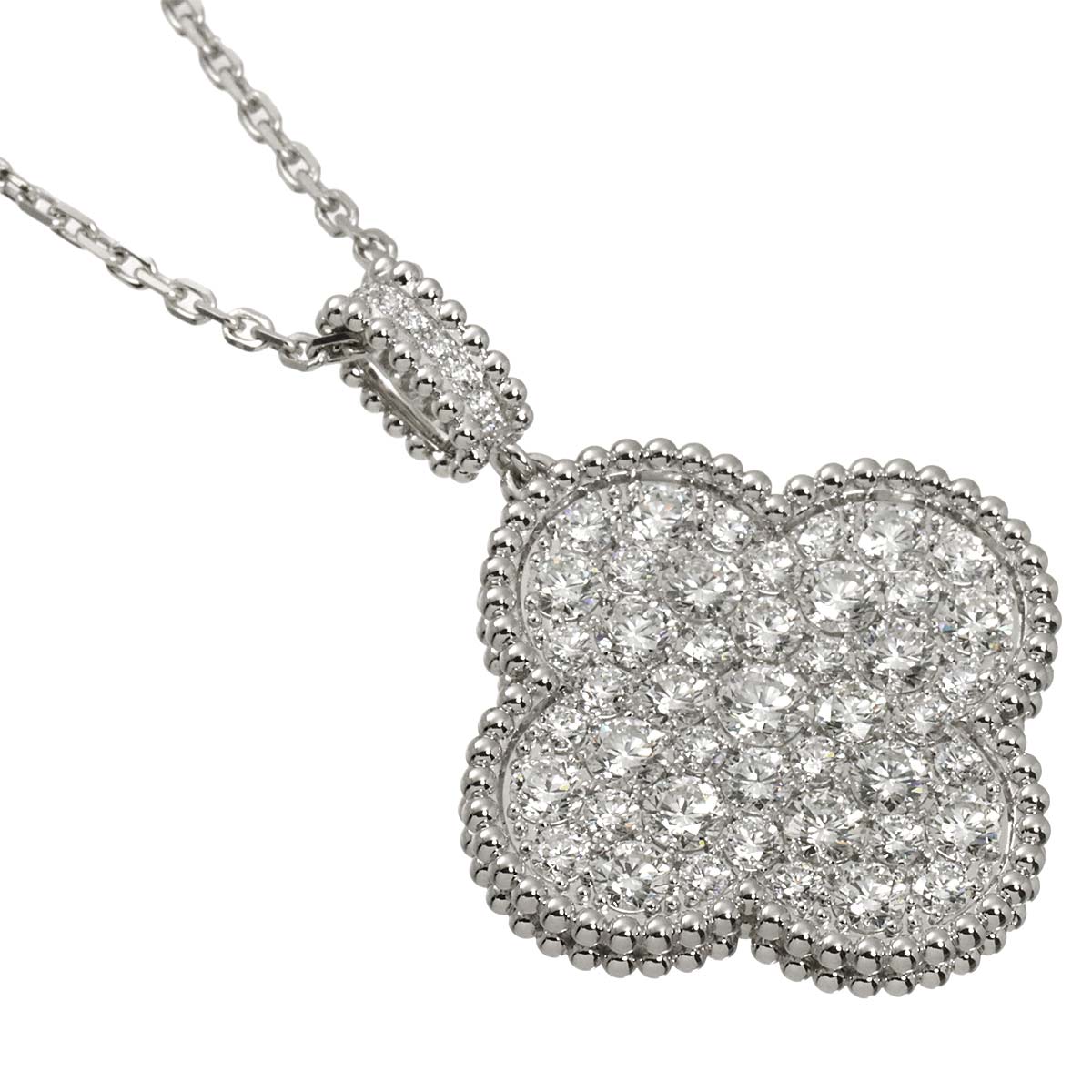 Magic Alhambra Diamond Necklace 18K WG 750