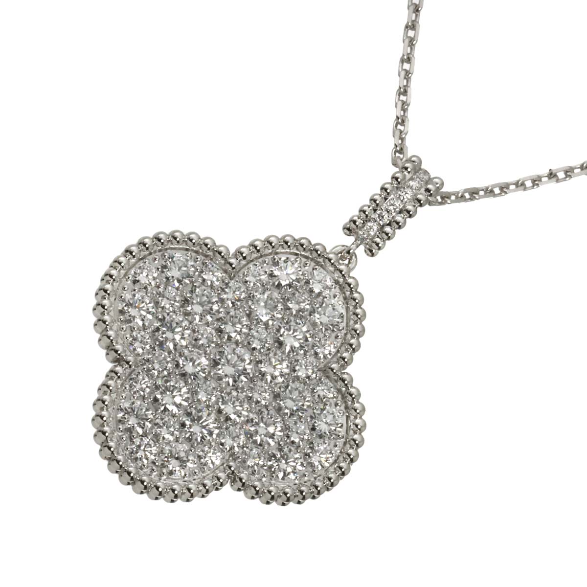 Magic Alhambra Diamond Necklace 18K WG 750
