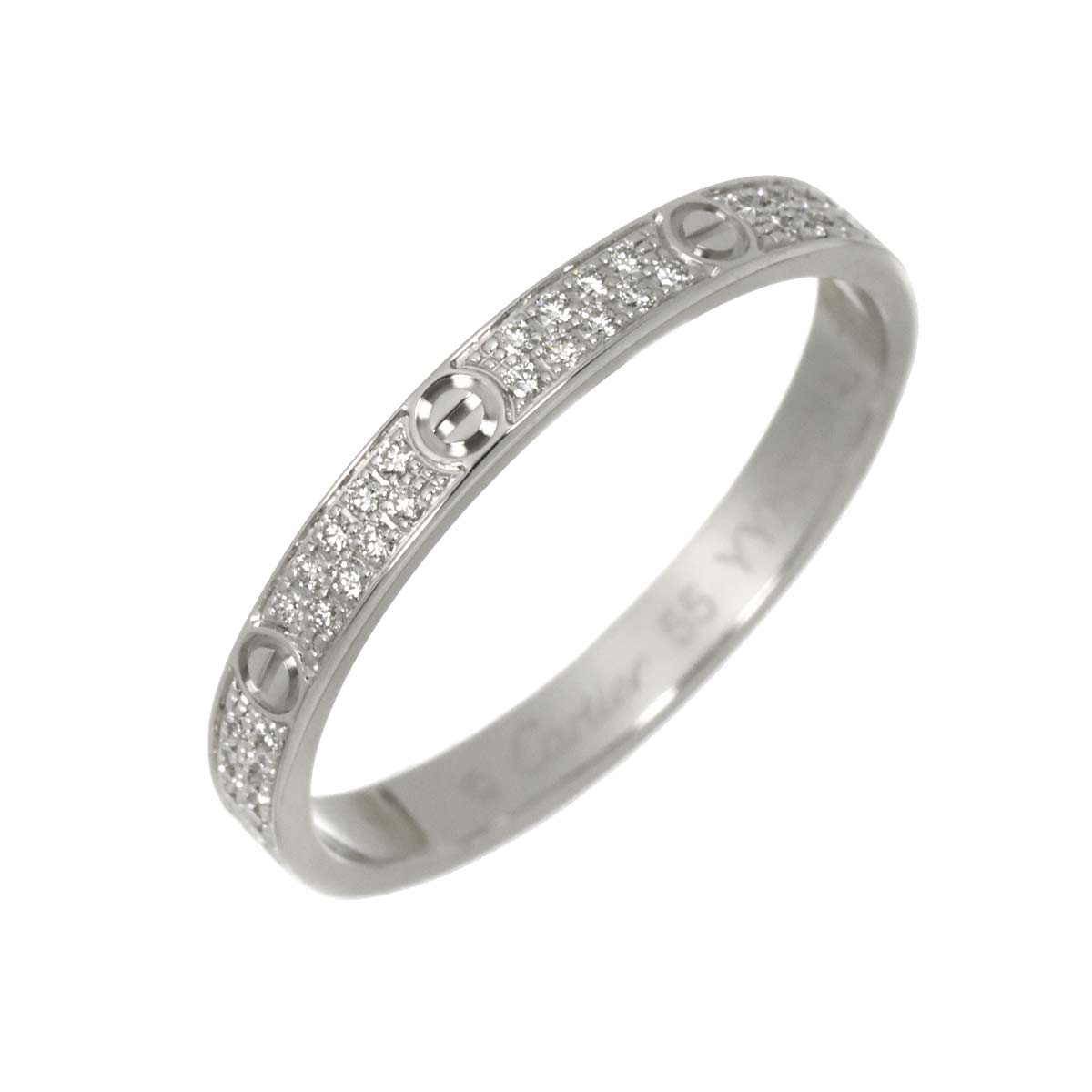 Love Mini Model Ring Pave Diamond 18K WG 750 size55 7.25(US)