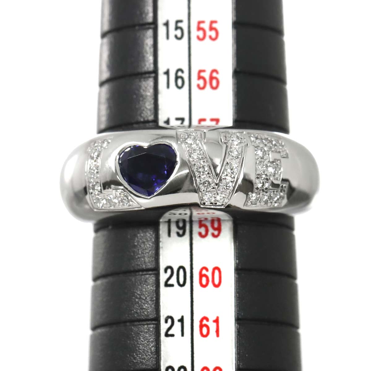 Love Sapphire Diamond Ring 18K WG 750 Size8.25(US)