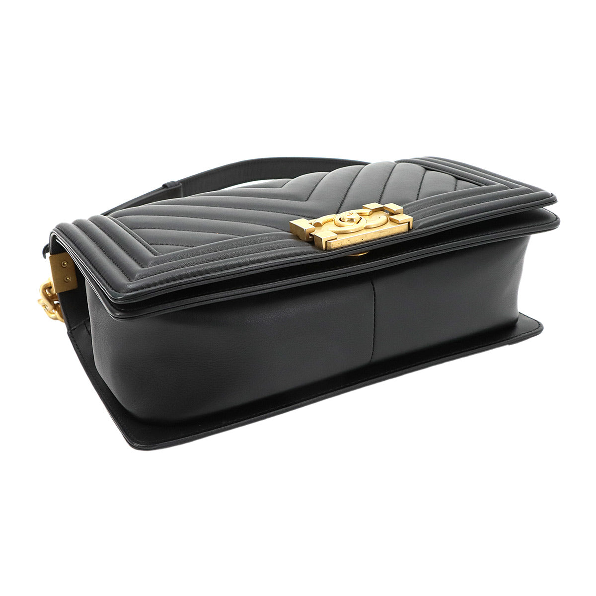 BOY CHANEL Chain Shoulder Bag Leather Black A67086 Chevron