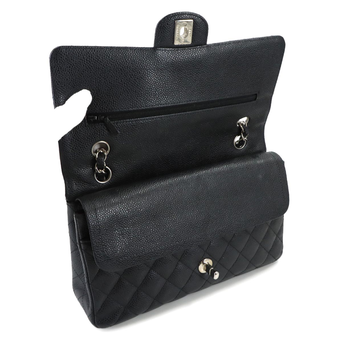 Matelasse 25 Chain Shoulder Bag Leather Black A01112