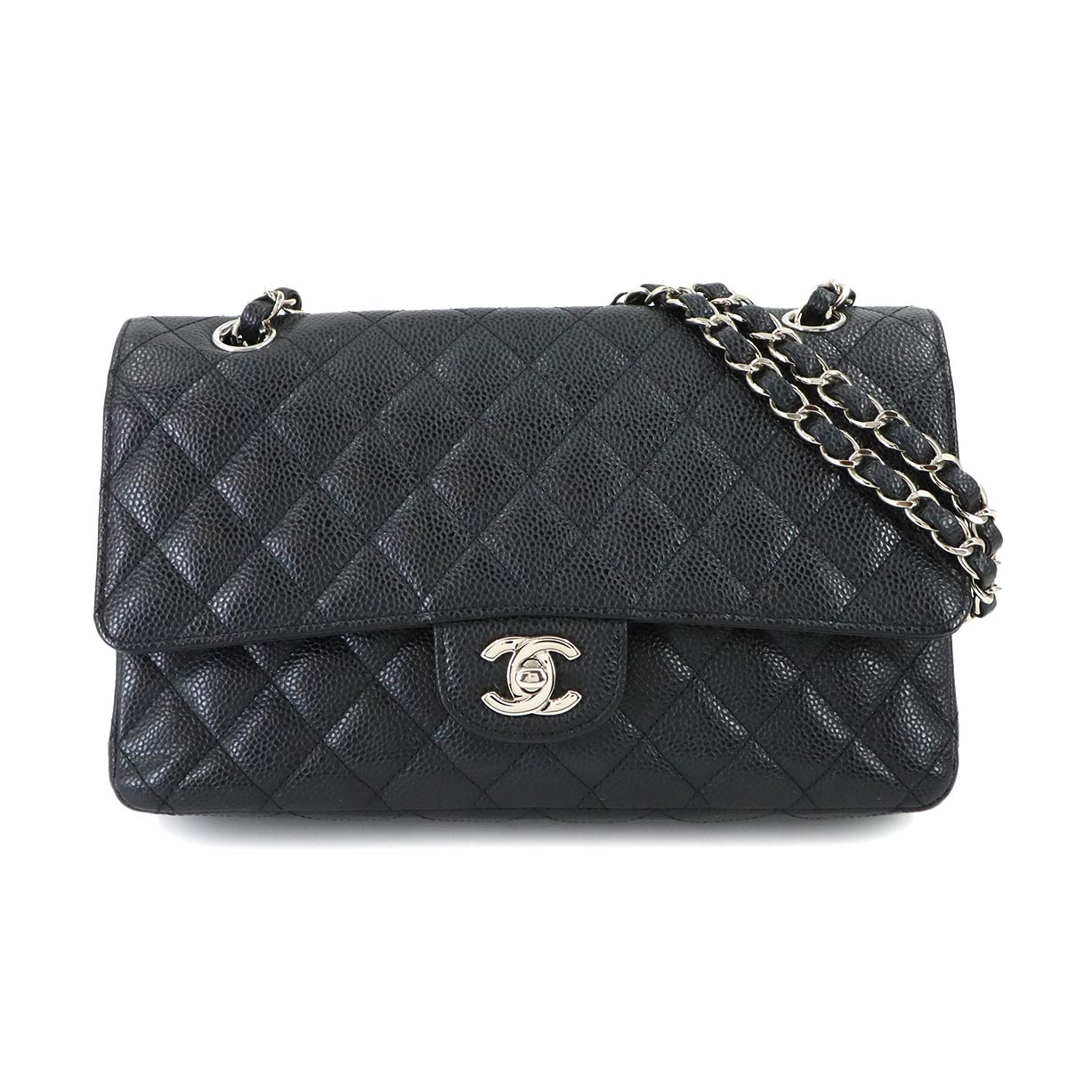 Matelasse 25 Chain Shoulder Bag Leather Black A01112