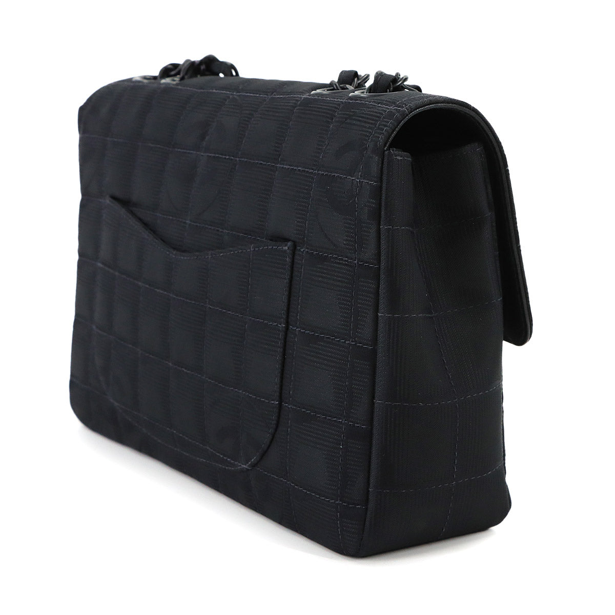 New Travel Line Chain Shoulder Bag Nylon Leather Black A15285