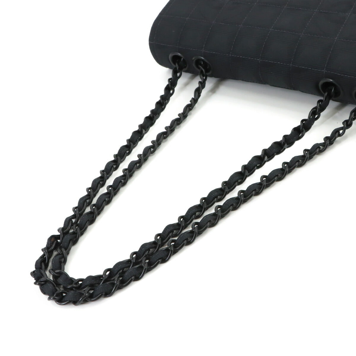 New Travel Line Chain Shoulder Bag Nylon Leather Black A15285