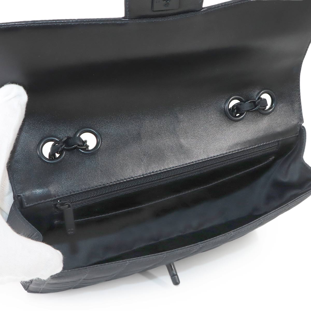 New Travel Line Chain Shoulder Bag Nylon Leather Black A15285