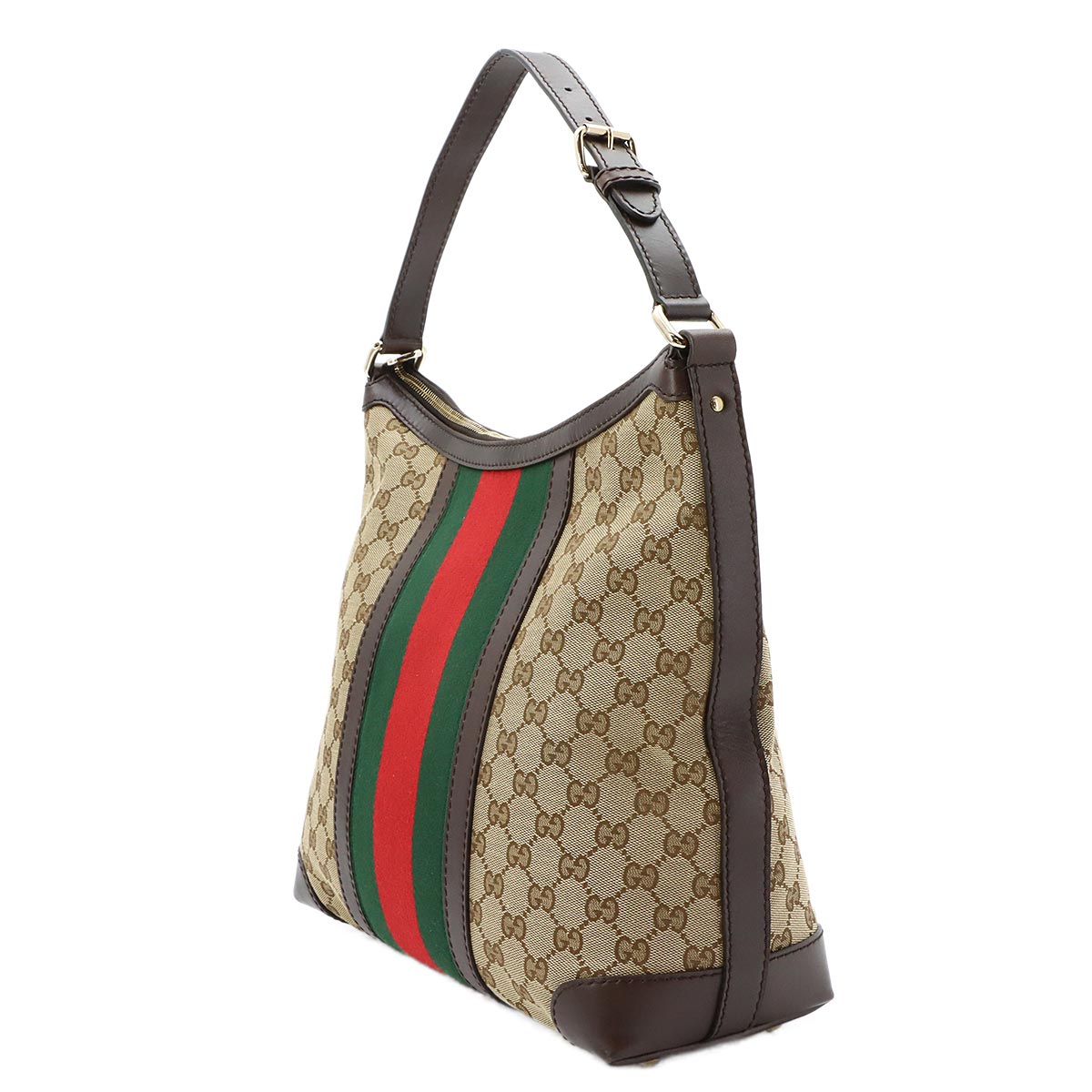 GG Canvas Shoulder Bag Leather Beige Brown 257084 Purse