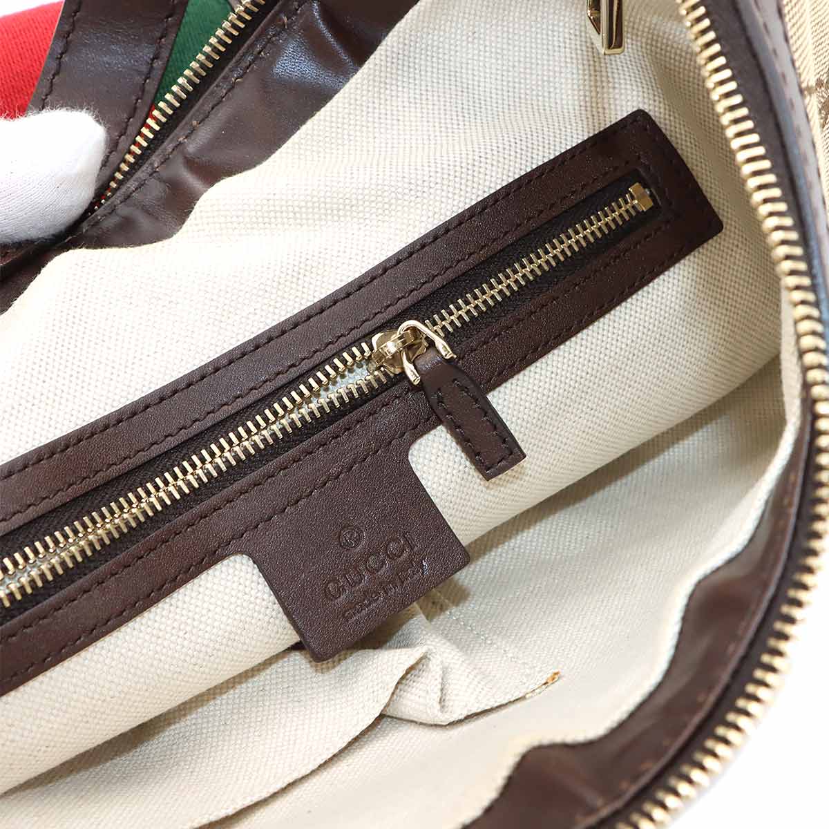 GG Canvas Shoulder Bag Leather Beige Brown 257084 Purse