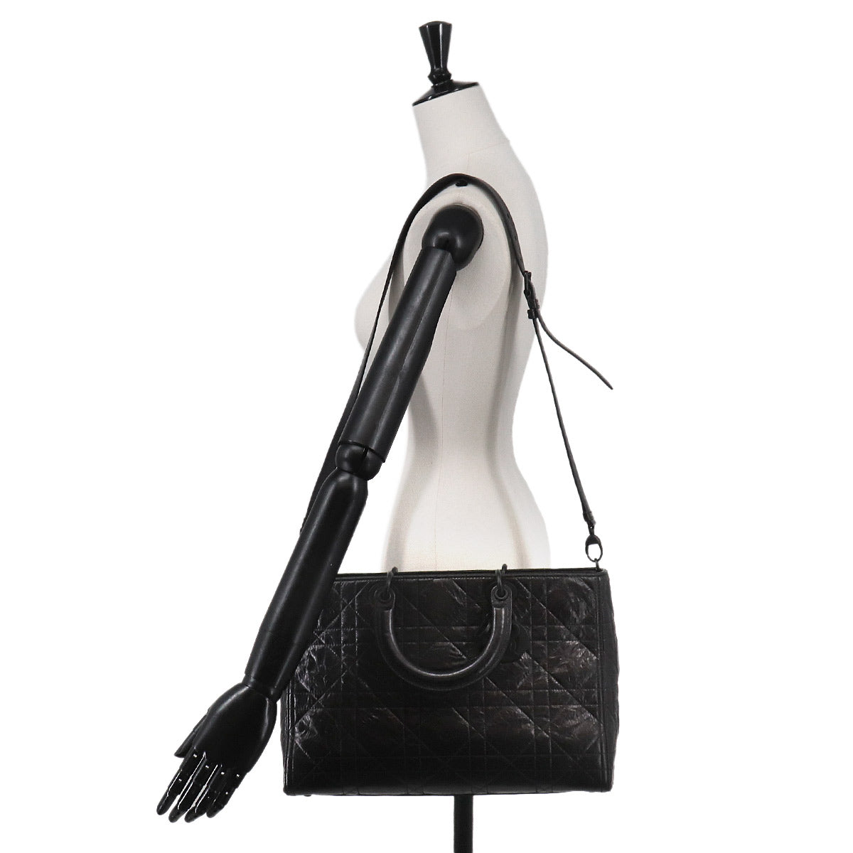 Lady D-Sire Hand Shoulder Bag Leather Black Purse