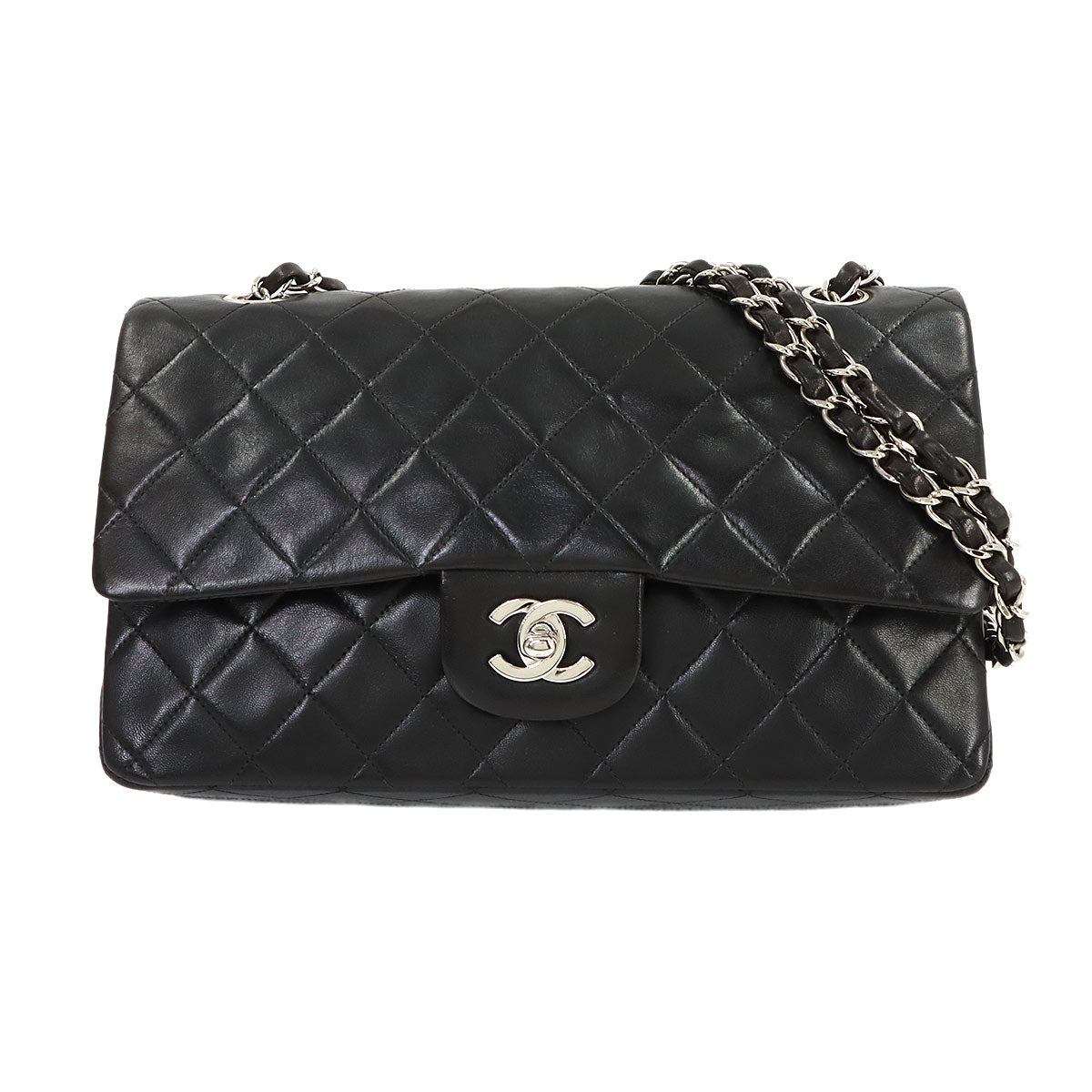 Matelasse 25 Chain Shoulder Bag Leather Black A01112