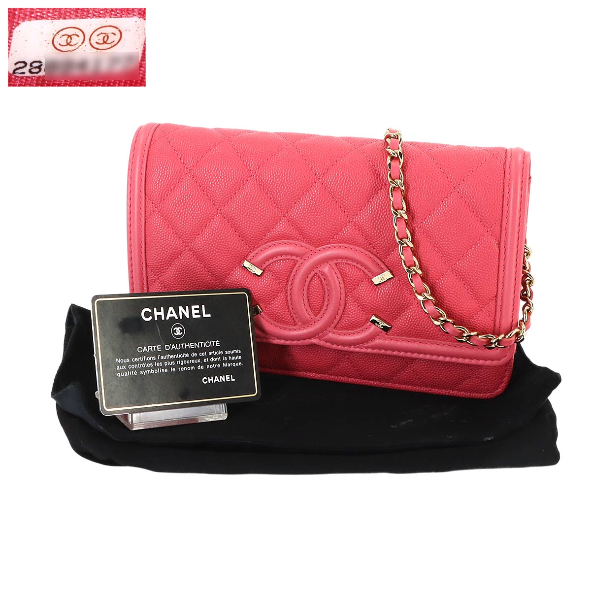CC Filigree Chain Wallet Leather Pink A84451