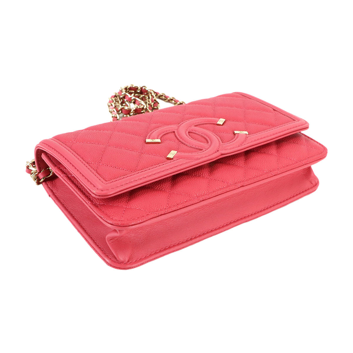 CC Filigree Chain Wallet Leather Pink A84451