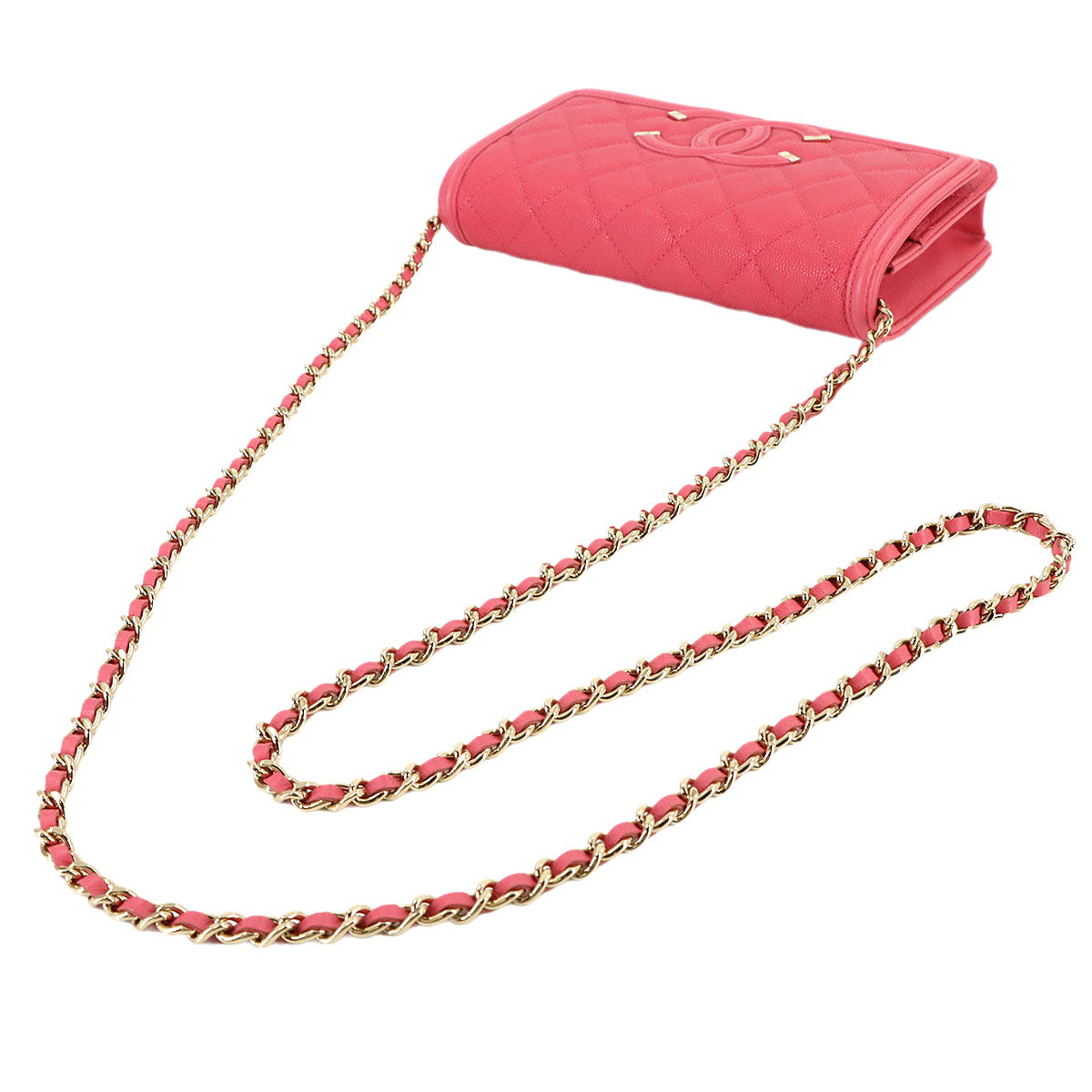 CC Filigree Chain Wallet Leather Pink A84451