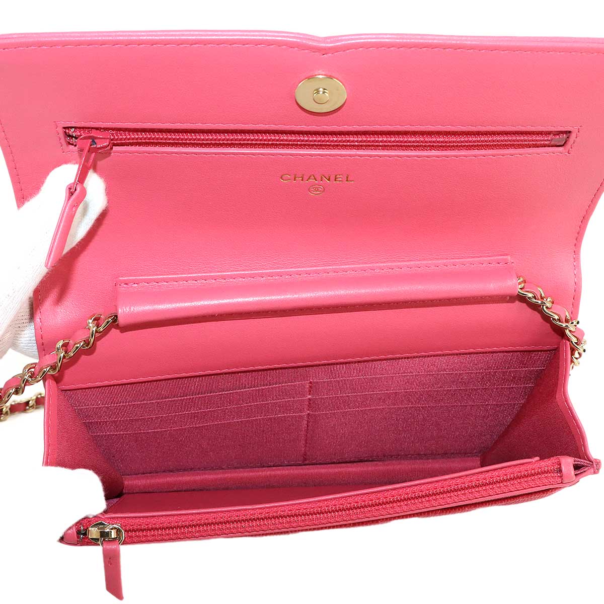 CC Filigree Chain Wallet Leather Pink A84451