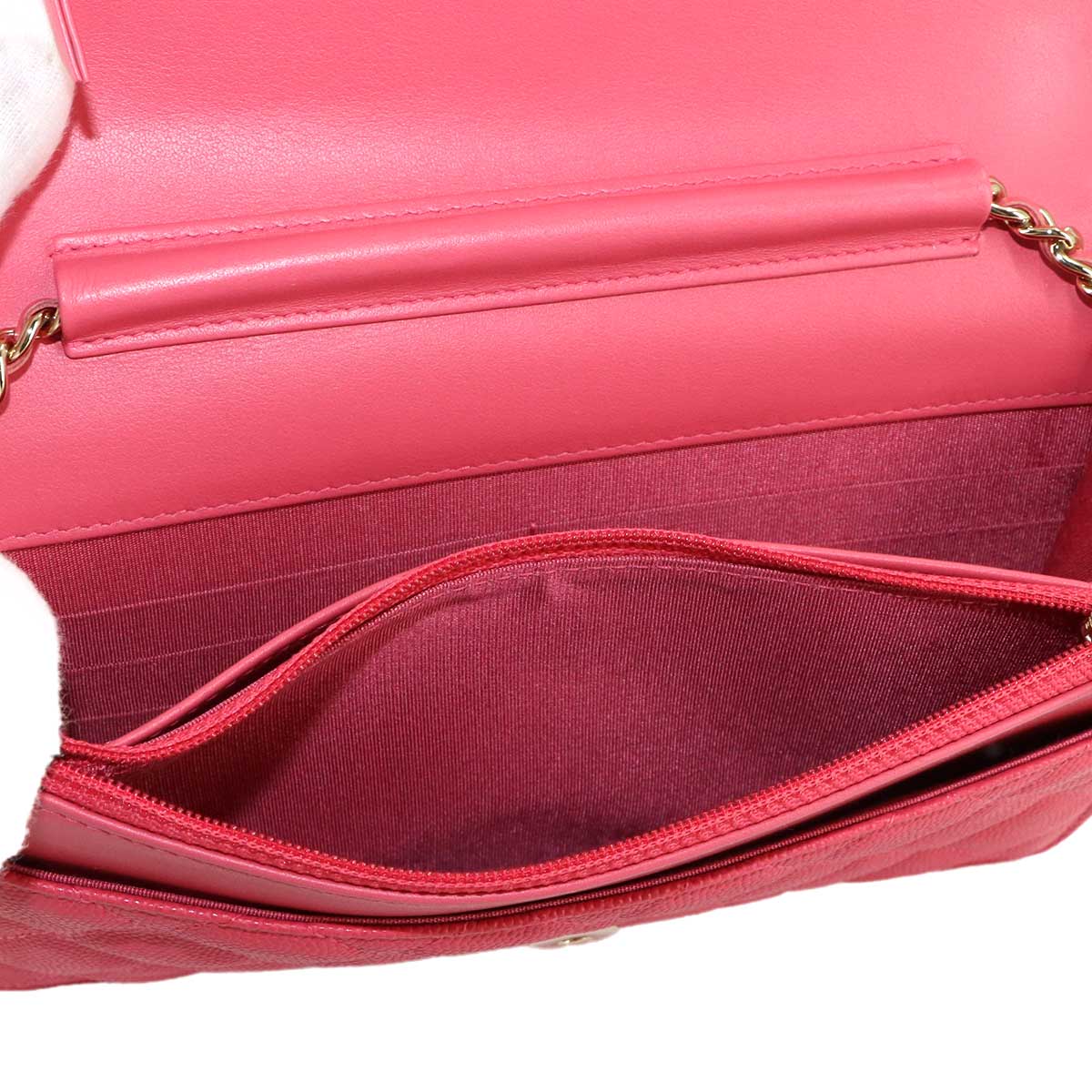 CC Filigree Chain Wallet Leather Pink A84451