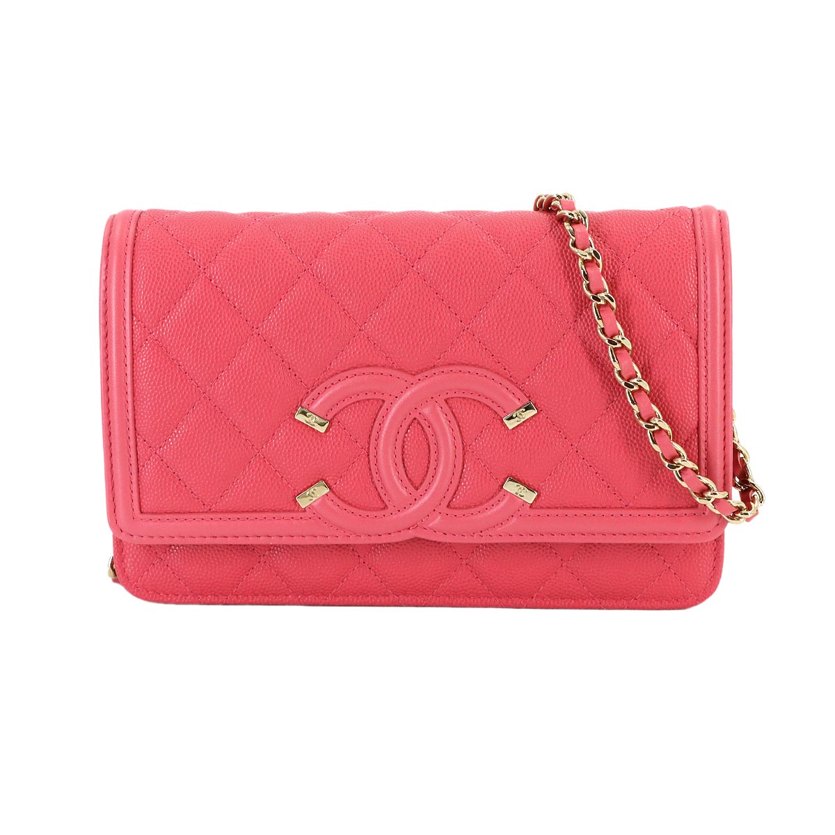 CC Filigree Chain Wallet Leather Pink A84451