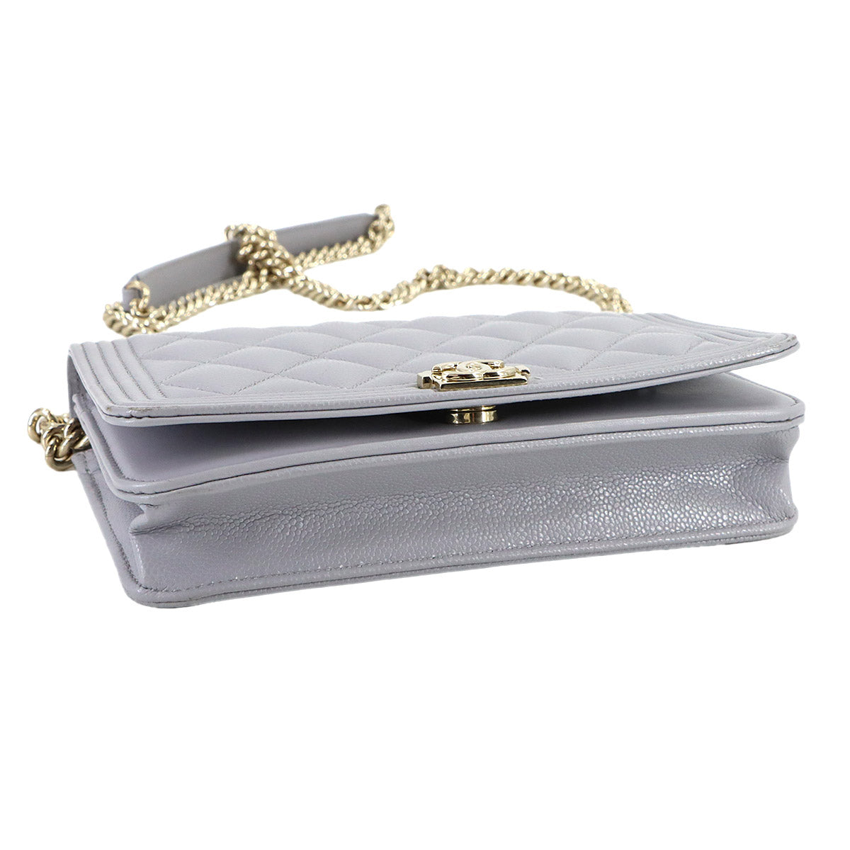 Boychanel Chain Wallet Leather Gray AP1117 Purse