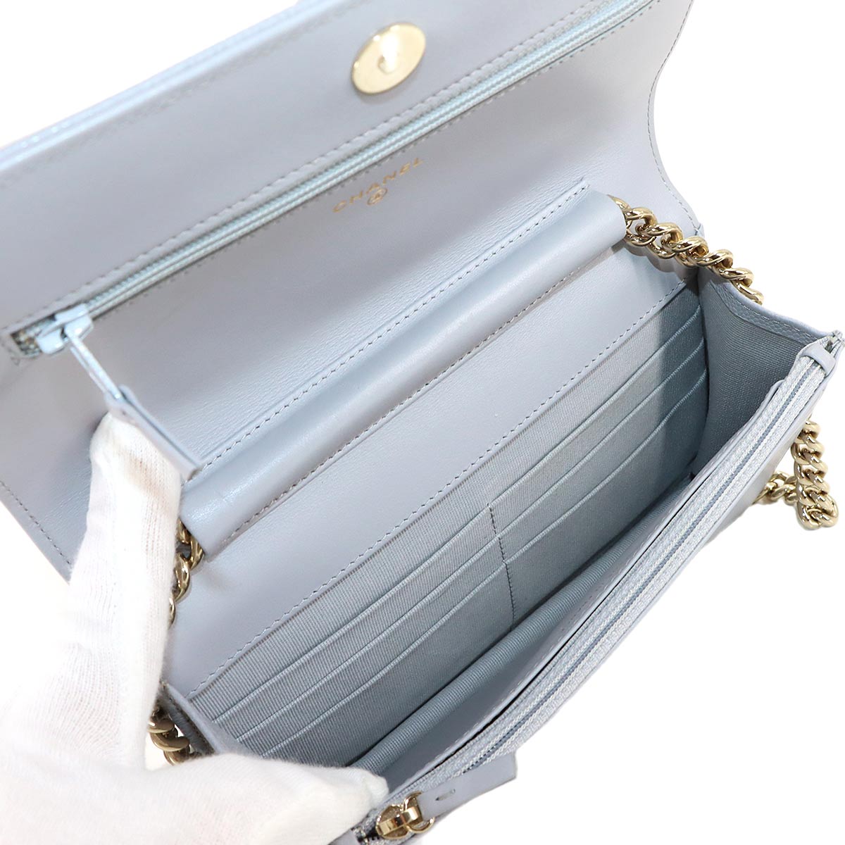 Boychanel Chain Wallet Leather Gray AP1117 Purse