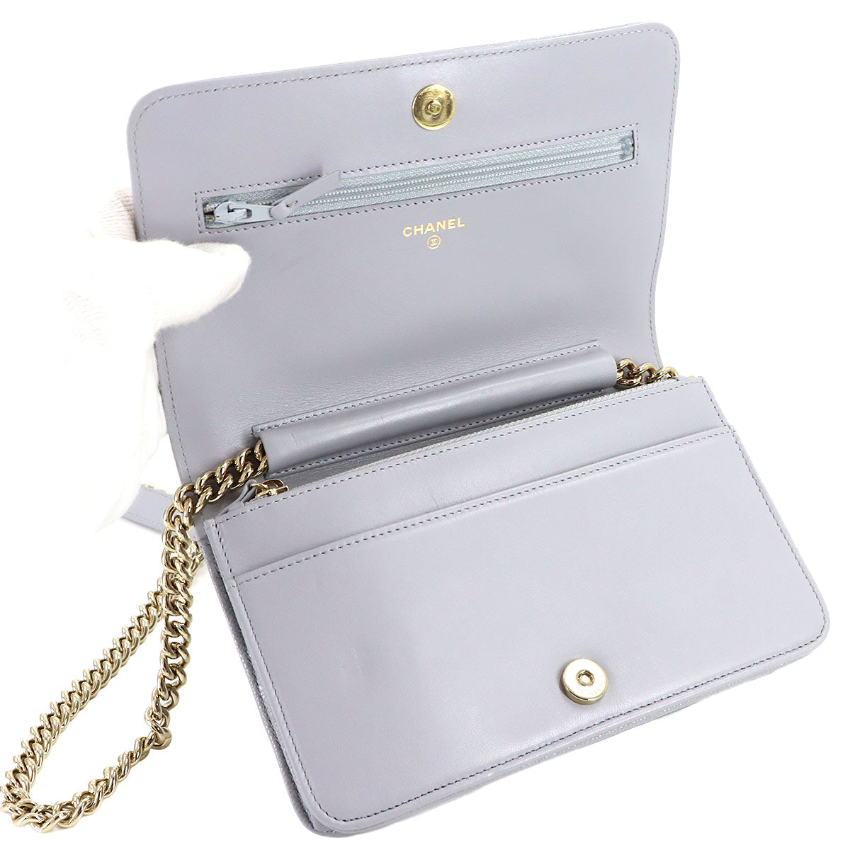 Boychanel Chain Wallet Leather Gray AP1117 Purse