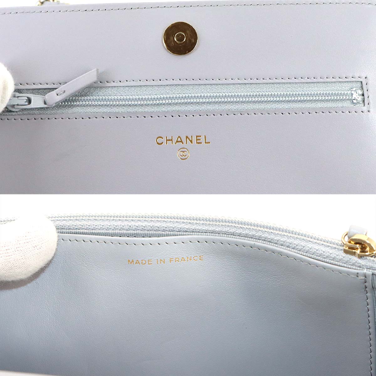 Boychanel Chain Wallet Leather Gray AP1117 Purse