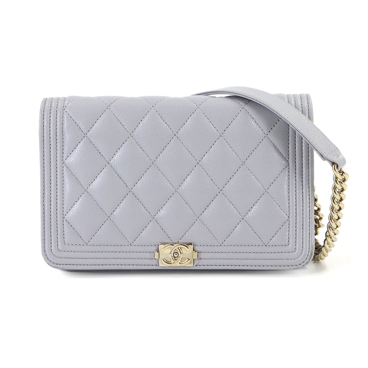 Boychanel Chain Wallet Leather Gray AP1117 Purse