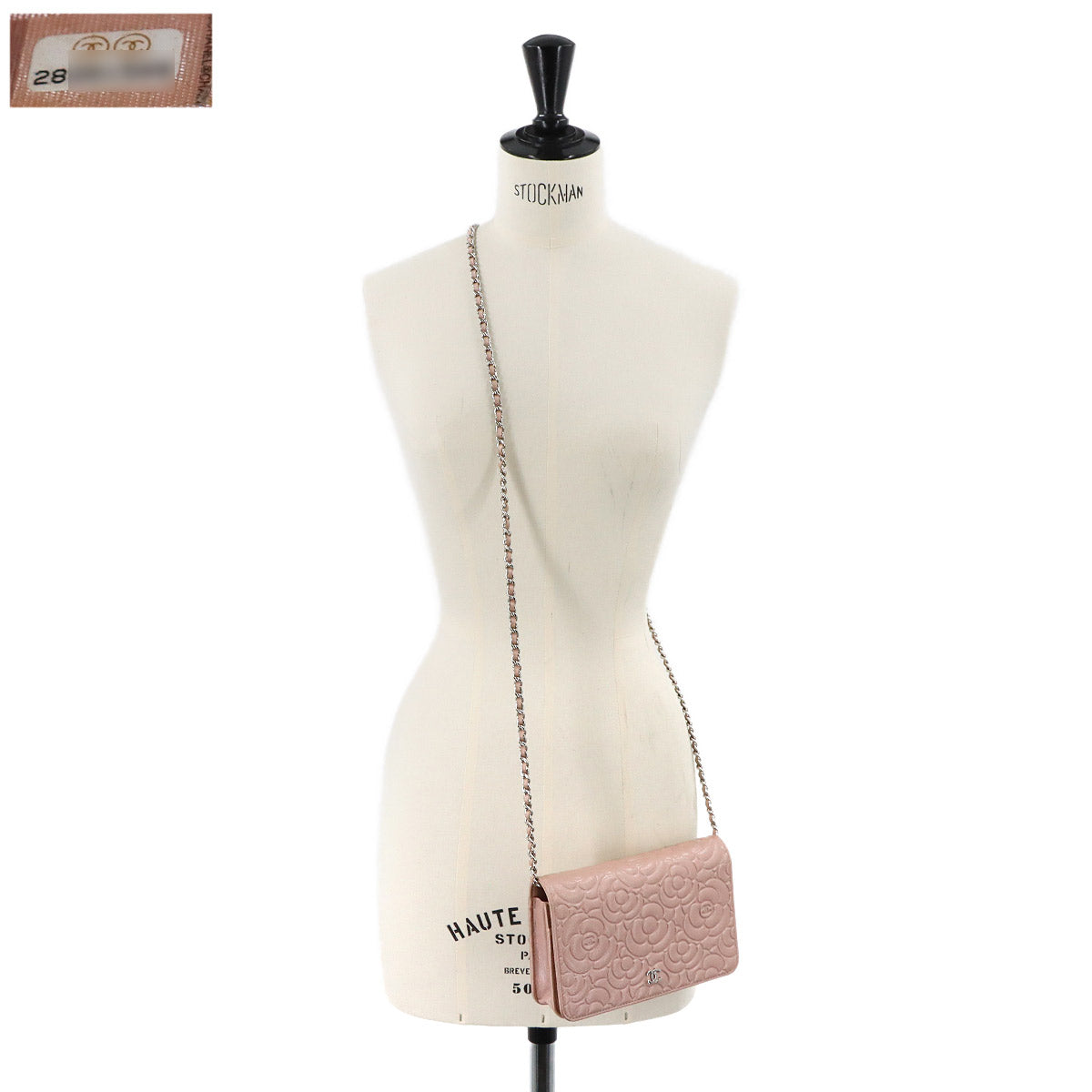Camellia Chain Wallet Leather Pink A47421 Purse CC Logos