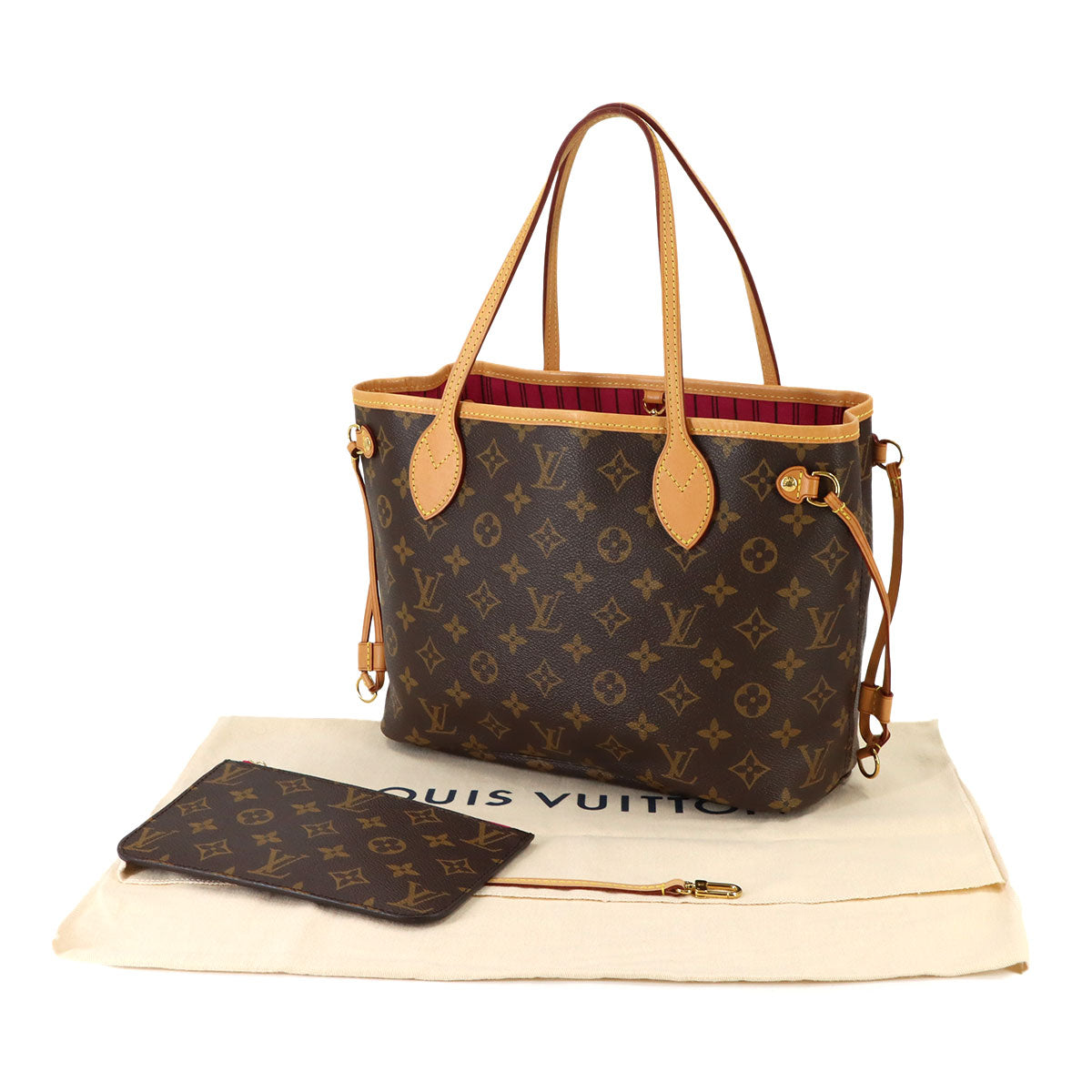 Monogram Neverfull PM Tote Bag Brown Fuchsia M41001