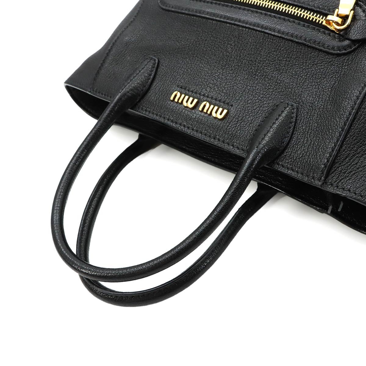 Madras 2way Hand Shoulder Bag Leather Black 5BG143